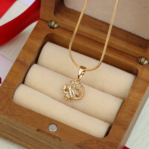"Rose Gold Scorpio Pendant in Gold Plated Brass Zodiac Charm, XPPT1465 - Picture 2 of 13